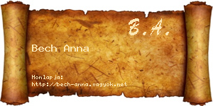 Bech Anna névjegykártya